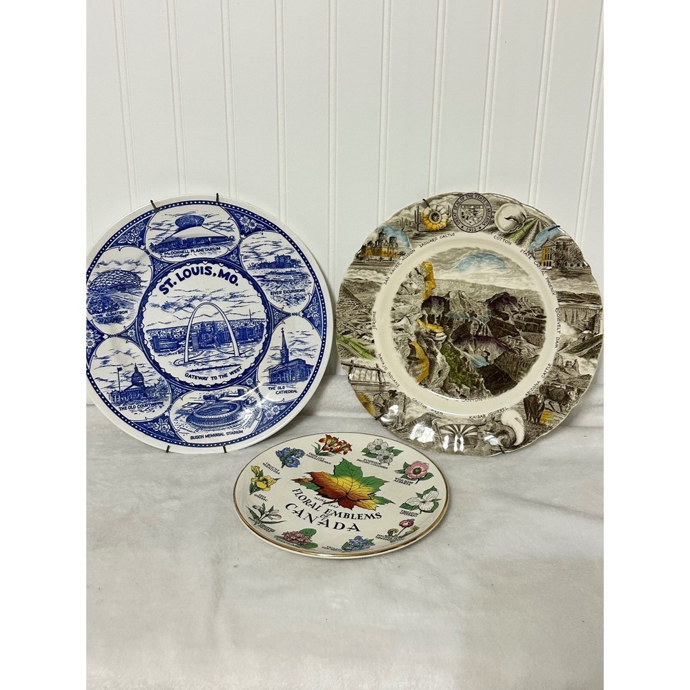 Unbranded Souvenir Plates Mixed Excellent St Louis Arizona Canada Set Plate Wall